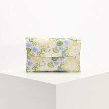 Floral Lace Envelope Clutch, Linen & Polyester Glitter Ladies' Evening Bag, Elegant For Wedding, Party, Cocktail - Turquoise - View 3