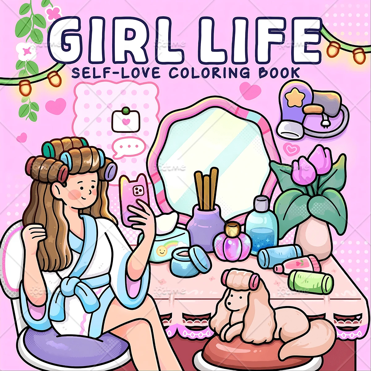 Sách tô màu GIRL LIFE dành cho người lớn và trẻ em, đậm nét và dễ tô, thiết kế tối giản khổ lớn giúp bạn thư giãn, bao gồm các họa tiết dễ thương và thoải mái (đậm nét và dễ tô), món quà lãng mạn cho ngày Valentine, thích hợp để tặng bạn bè, quà tặng ngày của Mẹ, đồ dùng học tập, dụng cụ vẽ và học tập, 24 trang, sách tô màu.