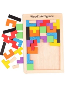 2pcs Wooden 3D Colorful Building Block Puzzle, Logic Thinking Training, Concentration Development, Parent-Child Interaction - Multicolor - View 5