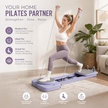 Foldable Pilates Reformer For Home Gym 300Kg Heavy Duty Load Bearing Exercise Machine Multi Function Core Trainer With 2 Foot Pedals 2 Push Up Bars 2 Handlebars 2 Resistance Cords 1 Pulley Strap 24 Non Slip Pads Compact Storage For Full Body Sculpting Fat Burning Postpartum Shaping Shoulder Relief Metabolism Boost Pink And Purple Color - Lilac Purple - View 5