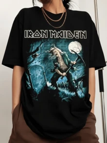 IRONSS MAIDENSS Benjamin Crew-Neck Printed Men's Fashion Short-Sleeve Sports T-Shirt - Black - View 6