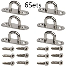 1Set/2/3/4/5/6Sets Thickened Stainless Steel Hanging Rings, Outdoor Awning Swing Fixing Hooks, Industrial Grade Load-Bearing 90 Lbs Hanging Rings, Home Hardware Hanging Ring Accessories - Silver - View 16