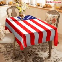 1/2pcs Independence Day Tablecloth, American Flag Pattern Tablecloth, Polyester Material, Suitable For Kitchen, Dining Room, Coffee Table, Picnic, Camping, Countryside, Decoration, Independence Day Theme Design, Minimalist Style, Multi-Scene Applicable, Essential Home Decor - Multicolor - View 17