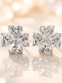 Bông tai bạc S925 đính đá Moissanite 3 carat, thích hợp làm quà tặng Ngày của Mẹ, đám cưới, dự tiệc. - Nhiều màu - Xem 2