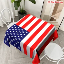 1/2pcs Independence Day Tablecloth, American Flag Pattern Tablecloth, Polyester Material, Suitable For Kitchen, Dining Room, Coffee Table, Picnic, Camping, Countryside, Decoration, Independence Day Theme Design, Minimalist Style, Multi-Scene Applicable, Essential Home Decor - Multicolor - View 8
