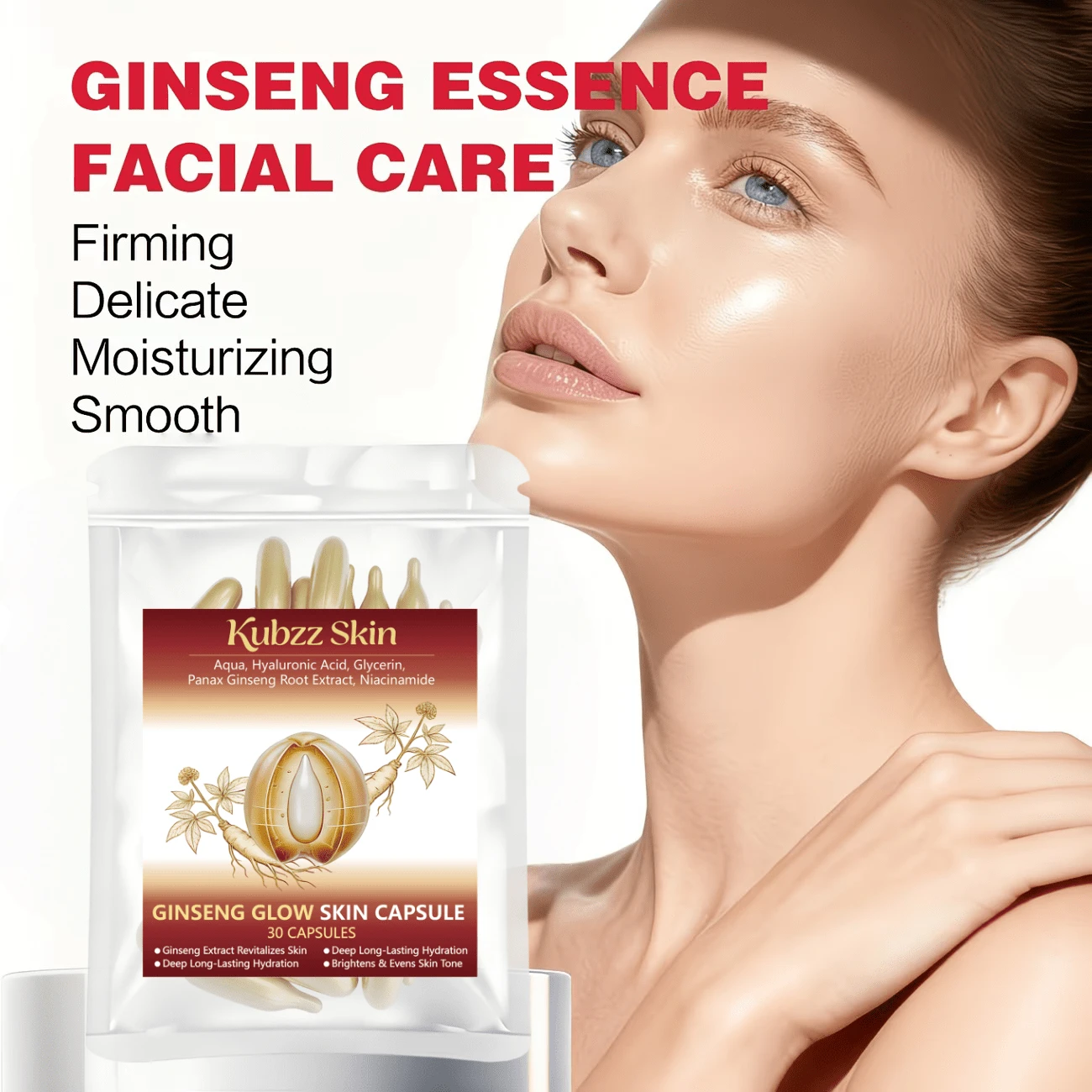 30粒/包 人参提取物精华胶囊，保湿紧致精华，深层补水，便携装 - Ginseng Glow Skin Capsule - 查看 1