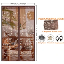 Magnetic Screen Door, Magnetic Closure Mosquito Net Door, Self-Closing Mosquito Net Curtain, Peacock Embroidered Breathable Mesh Curtain, No Drilling Installation, Durable And Easy To Maintain, With Wider Hook And Loop And Nails - Multicolor - View 9