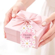 3.3" X 2.1" Daisy Thank You Tags With Strings, Gift Tags For Teacher's Day, Baby Shower, Wedding, Birthday, Pink Paper Tags - View 2