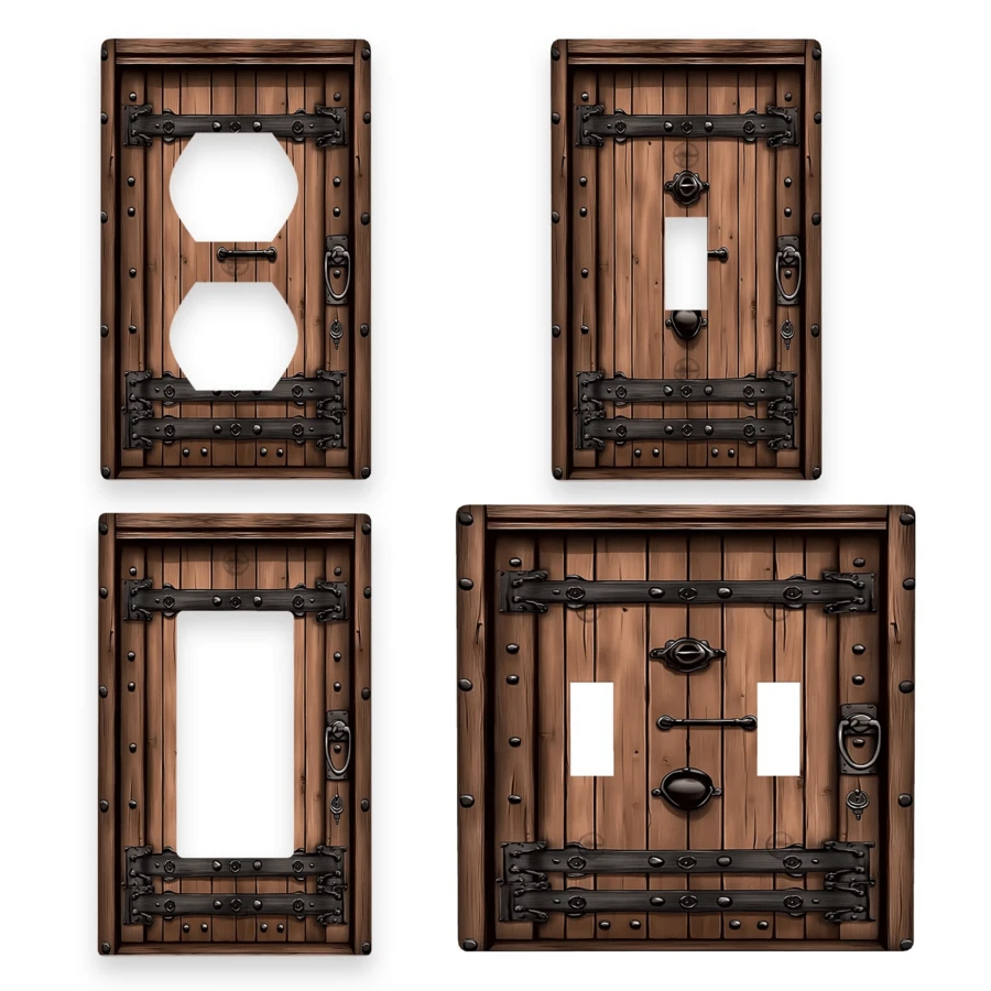 1pc Vintage Decorative 1-Gang/2-Gang Switch Plate Cover, Power Outlet Faceplate, Suitable For Kitchen, Home, Room Decor - Multicolor - View 1