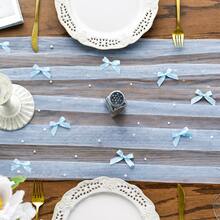 1 Pack 3D Flower Gauze Embroidery Table Runner 120 Inch 10FT, Tulle Seasonal Spring Kitchen Dining Holiday Table Decor For Home Party - Sky Blue - View 4