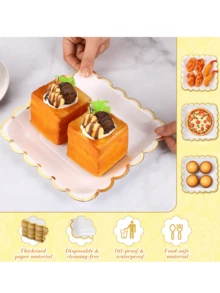 Bộ 20/10/5 đĩa giấy vuông viền vàng, thích hợp làm đĩa tráng miệng/khai vị cho tiệc tùng, đám cưới, tiệc cô dâu, sinh nhật. - Nhiều màu - Xem 4