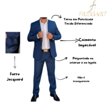 Men's Suit In Polyviscose PV For Weddings - Ignea Blue - Xem 2
