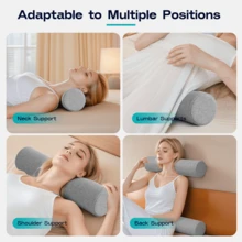 1 pieza Almohada cilíndrica de espuma de memoria, adecuada para colchón, piernas, espalda y esterilla de yoga, utilizada para soporte de cuello, espalda y piernas - Gris Oscuro - Ver 4