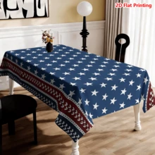 1/2pcs Independence Day Tablecloth, American Flag Style Tablecloth, Made Of Polyester Fiber, Suitable For Kitchen, Dining Room, Coffee Table, Picnic, Camping, Countryside, Decorative, Independence Day Theme Pattern, Classic Starry Stripes Design, Multi-Scene Applicable, Essential For Home Decor - Multicolor - View 11