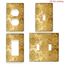 1 cái [in 2D] Bảng điều khiển công tắc đèn họa tiết hoa vàng, thích hợp cho nhà bếp, nhà nông thôn, phòng ngủ, phòng tắm, trang trí nghệ thuật, không dùng pin, không dây, phù hợp với công tắc tiêu chuẩn. - Nhiều màu - Xem 1