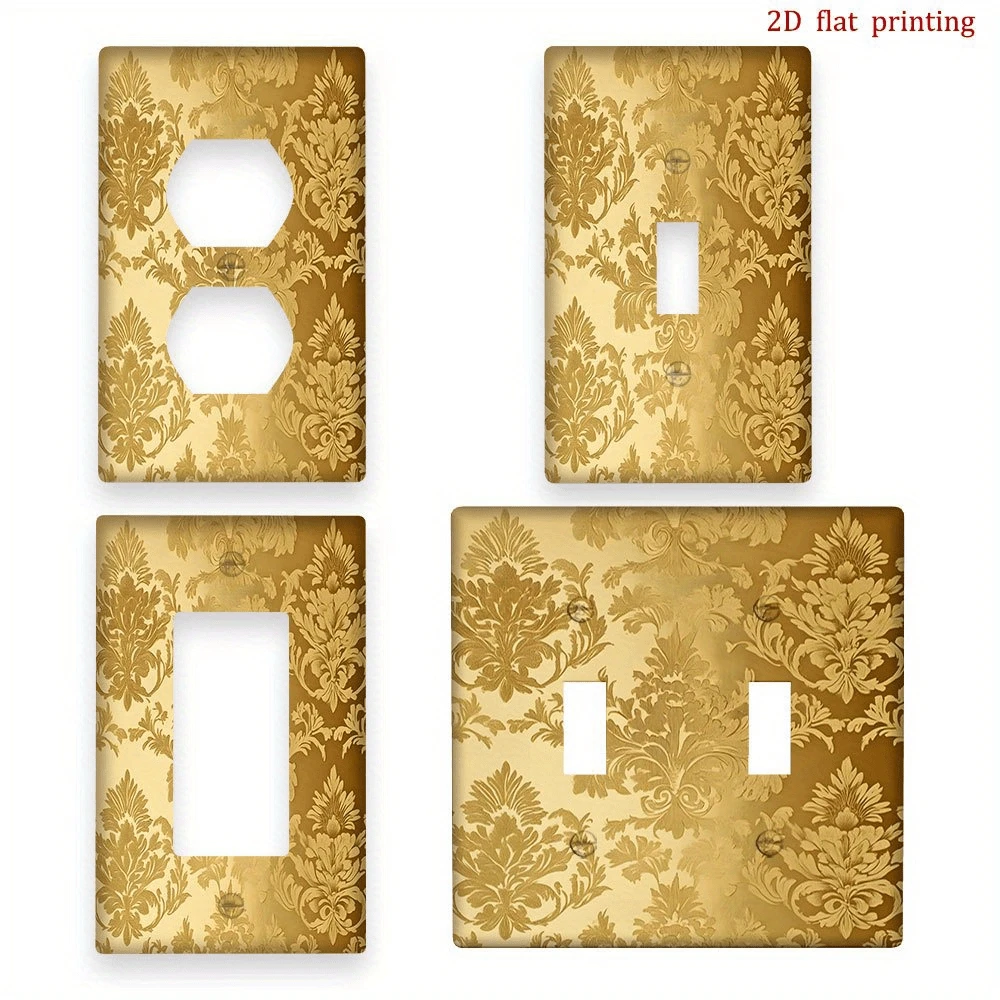 1 cái [in 2D] Bảng điều khiển công tắc đèn họa tiết hoa vàng, thích hợp cho nhà bếp, nhà nông thôn, phòng ngủ, phòng tắm, trang trí nghệ thuật, không dùng pin, không dây, phù hợp với công tắc tiêu chuẩn. - Nhiều màu - Xem 1