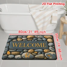 1/2pcs Stone Pattern Welcome Mat, Modern Soft Flannel Floor Rug Carpet For Kitchen, Bathroom, Bedroom, Stairway Entrance Area, Home Decor, Anti-Slip Low Pile, Home Accessory - Multicolor - View 12