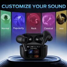 Tagry A9 Max Bluetooth Headphones With Touch Screen, Active Noise Cancellation + Ambient Noise Reduction, Multi-Function LED Full-Color Touch Control Screen Wireless Earphones (Black) - View 2