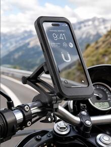 Soporte para teléfono de motocicleta impermeable, a prueba de agua y polvo, confiable y estable, adecuado para teléfonos inteligentes de 6.7 pulgadas, soporte de pantalla táctil, hecho de material ABS duradero, esencial para conducir bajo la lluvia | Accesorio universal para motocicleta | Accesorio para bicicleta - A - Ver 3