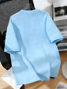 Camiseta infantil masculina com estampa de Los Angeles, tecido macio e confortável, ideal para esportes ao ar livre, uso casual, streetwear, escola e perfeita para a primavera e o verão. - Baby Azul - Ver 3