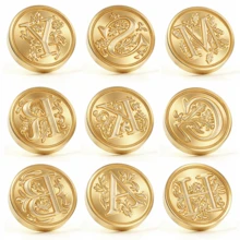 1 đầu con dấu sáp bằng đồng thau hình hoa dây leo (tay cầm bán riêng), con dấu sáp khắc chữ lồng. - Mảnh duy nhất - Xem 3