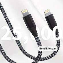 USB 转 Lightning 快速充电数据线，兼容 14/13/12/11 Pro Max/X/XS/XR，支持 12W 快充，USB-C 接口 - 2件裝黑色 - 查看 5