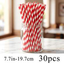 Rainbow Series - New Year Valentine's Day Straws 30pcs/50pcs, Multiple Colors Available, Disposable Paper Straws, Wedding Anniversary Party Decoration, Christmas Decoration, Holiday Supplies - Multicolor - View 17