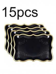 30/20/10/5pcs 9" X 13" Elegant Gold Rimmed Rectangular Paper Plates, Suitable For Dessert Display, Dining Table Party, Cupcake Display, Birthday Party, Wedding, Bridal Shower, Picnic, Everyday Home Use - Multicolor - View 30