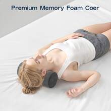 1pc Small Cylindrical Pillow, 28x12cm, Memory Foam Neck Pillow Suitable For Side Sleepers. Leg Pillow Applicable For Bed, Office And Sofa, Soft Plush Cover, Portable And Comfortable Support - Dark Grey - View 4