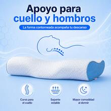 Almohadas memory foam,Almohada de sueño profundo, almohada de espuma viscoelástica para adultos para protección cervical y sueño. - Azul y blanco - Ver 3