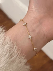 3pcs/Set 304 Stainless Steel 18K Gold Plated Elegant Delicate Layered Bracelet Set, Fashion Minimalist Stackable Thin Chain Bracelets, Suitable For Women's Daily Wear, Party Layering Jewelry, Valentine's Day, Mother's Day, Birthday Gift - Gold - View 5