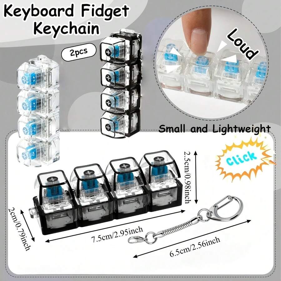4-Key Fidget Keychain | Portable, Compact And Exquisite, Easy To Press, Reusable, Suitable For Daily Carry, Beautiful Bag Charm, Stress Relief Button - Multicolor - View 1