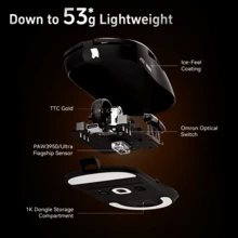 ATKGEAR ATK A9 Series Wireless Gaming Mouse, Bluetooth Connection, Wired Mode, Portable Design, 57g Lightweight, 240-Hour Battery Life, PAW3395 Sensor - View 6