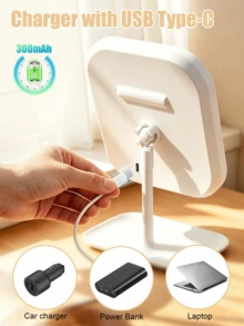 1个LED化妆镜，带3种可调节灯光模式、触控操作、便携式支架和可折叠镜面的照明化妆镜，带照明的旅行化妆镜，可充电电池，适合女性，母亲节、毕业礼物 - 彩色 - 查看 10