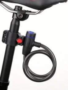 1pc 84cm/33.07in Stainless Steel Anti-Theft Bicycle Lock, Universal Security Lock With 2 Keys, Suitable For Bicycles, Motorcycles And Bicycle Accessories - Car Lock - View 3
