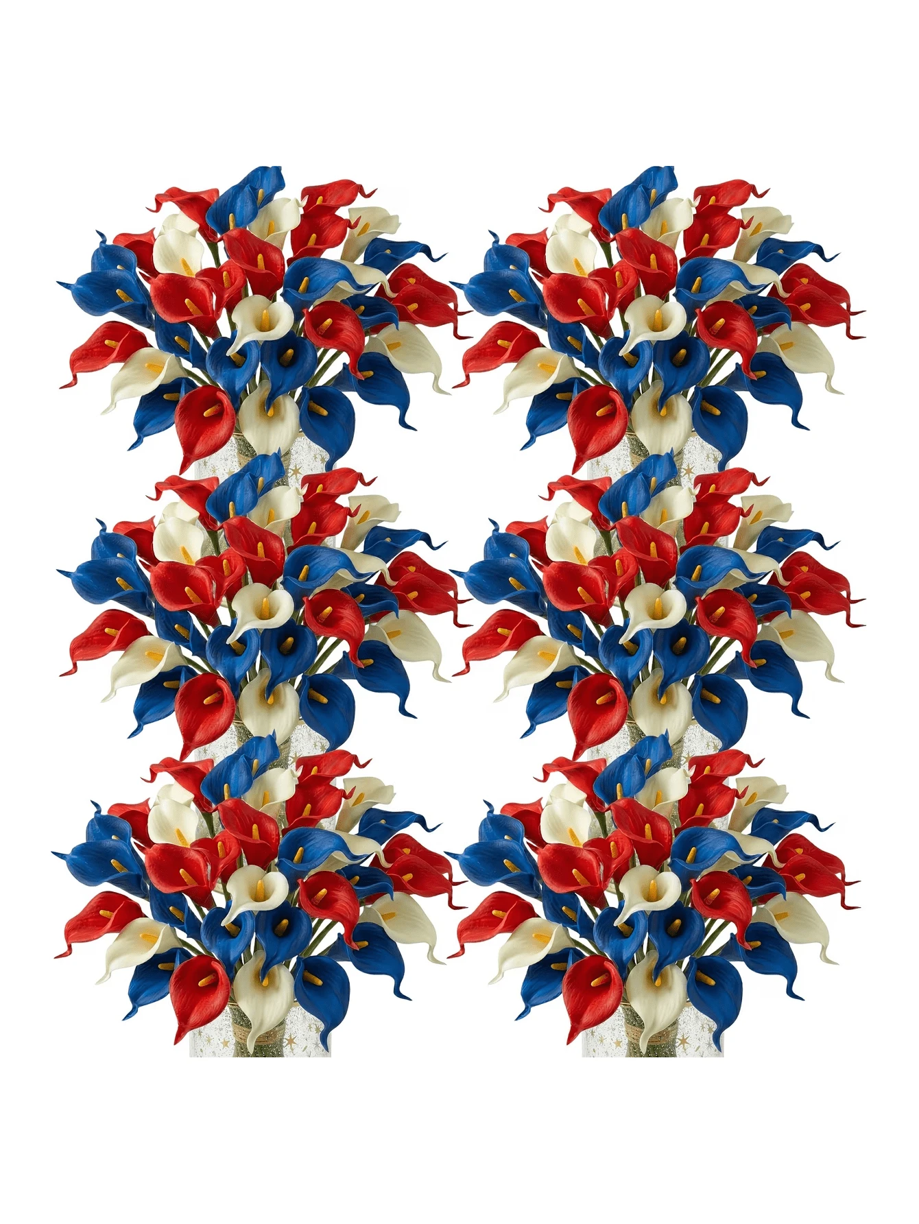 1 pieza Ramo artificial de Calla Lily en rojo, blanco y azul, perfecto para el 4 de julio, el Día de los Caídos, decoraciones de mesa familiar, fiestas, dormitorios, alféizares, porches, arreglos florales y decoración del hogar. - A - Ver 1