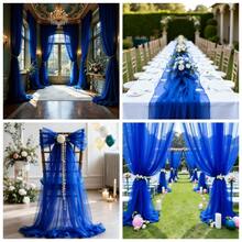 Elegant Navy Blue Sheer Mesh Decor, Suitable For Wedding Arches, Birthday Parties, Valentine's Day, Easter, Christmas, Halloween And Thanksgiving - Ideal For Indoor/Outdoor Ceremony Decor, Graceful Chiffon, Durable Chiffon Fabric, Chiffon Textile, Multipurpose Drape, Party Organizers, Event Planners - Multicolor - View 3