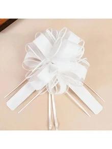 8/4件套白色蝴蝶结花卉装饰，适用于婚车装饰、婚礼椅背装饰、婚礼拱门悬挂装饰、新娘送礼会装饰、生日派对悬挂装饰、婚礼拍照道具、氛围营造用品，适用于婚礼、生日派对、周年纪念、宴会氛围装饰、礼品包装装饰、婚礼派对装饰 - 查看 7