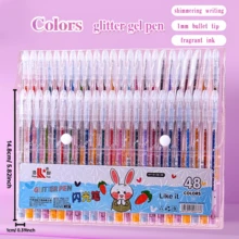 48pcs Metallic Glitter Pens, Liquid Quicksand Sparkling Pens, Neon Highlighter Pens, Suitable For Painting, Doodle, Watercolor, DIY Album, Greeting Cards, Crafts, Birthday, Christmas, Valentine's Day, New Year Gifts, Easter Gifts [12pcs Pens + 36pcs Refills] - 48pcs - View 3
