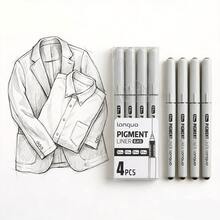 2/3/4支細線繪圖墨水筆套組 - 描筆，筆尖尺寸 0.2/0.3/0.4/0.5mm，適用於細緻素描、相簿、日記、輪廓線、流暢花卉與手繪藝術作品，返校季 - 多色 - 查看 4