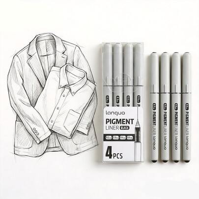 2/3/4 Pcs Fine Line Drawing Pen - Ink Pen Set - Black Sketching Pen, 0.2/0.3/0.4/0.5mm Pen Tip Size, Suitable For Detailed Sketching, Albums, Diaries, Contour, Smooth Flowers, And Artwork Hand Painting