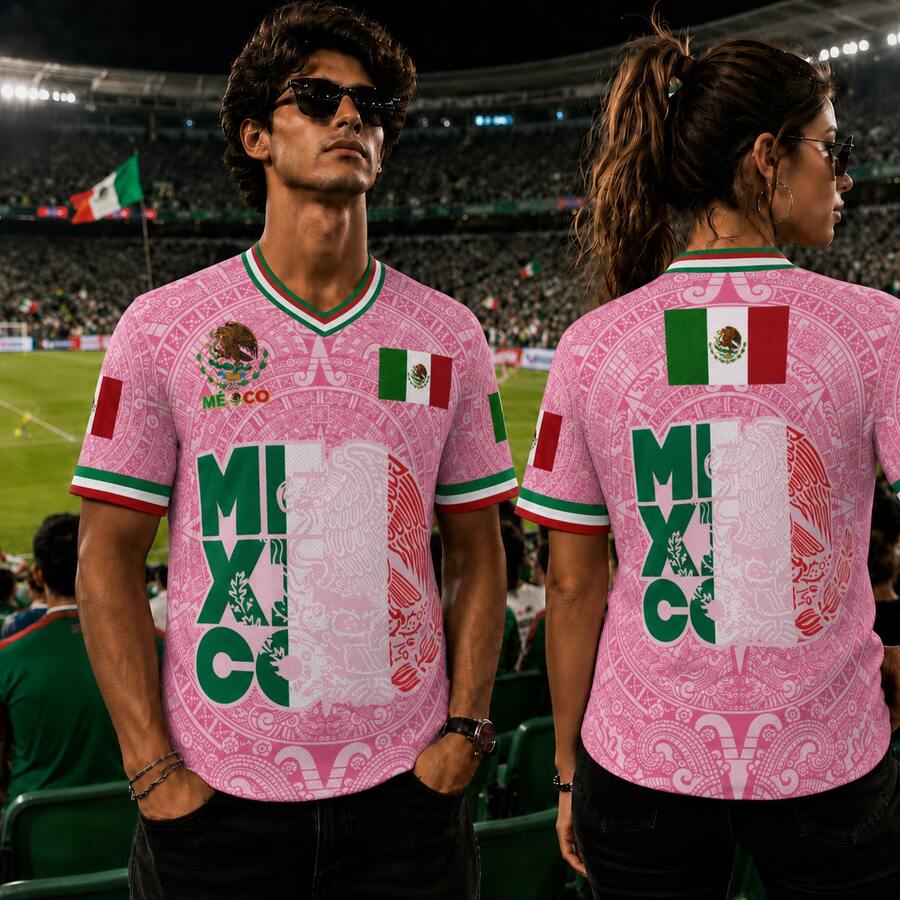 New Light Pink Virgencita & San Juditas Calendar Plus-Size Mexican Soccer Jerseys For Men And Women, Casual Street Style Y2K Fan Apparel For Spring And Summer. Comfortable, Breathable, Retro V-Neck All-Over Graphic T-Shirt With Mythological Creatures And Stylish Prints. Perfect For Soccer Matches And Casual Sports. This Short-Sleeved Top Is The Perfect Gift For Men, Dads, And North American Soccer Fans. 100% Polyester. Mexican Flag, Cross, Jesus, God - 粉紅色 -1件 -Z - 查看 1