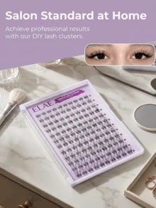 ELAE Premium Individual Lash Clusters, DIY Eyelash Extensions At Home, Natural Wispy Criss-Cross Faux Mink Fake Lashes, Manga Lashes Look, D Curl 8-14mm Mixed Length, Lightweight Soft Thin Band, Reusable Salon Quality - Natural-8-14mm - 查看 2