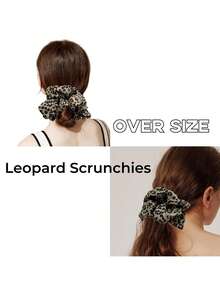 2pcs Elegant Retro Polka Dot & Leopard Print Fabric Scrunchies, Soft Elastic Hair Ties Suitable For Daily & Home Wear. Fashionable Ponytail Accessories With Classic Vintage Charm, Ideal For Wedding, Home Decor, Beauty Storage - Multicolor - View 10