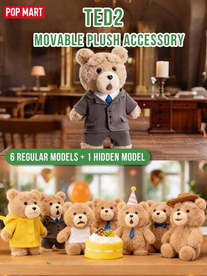 POP MART Ted2 Boneka Beruang Teddy Lucu, Gantungan Kunci Boneka Beruang Teddy, Dekorasi Boneka Plush, Boneka Koleksi Blind Box, Berbagai Gaya Boneka Plush, Gantungan Tas Ransel Harian, Ulang Tahun, Natal, Hadiah Kejutan Pesta Tema, Hadiah untuk Sekolah
