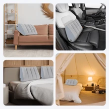 1pc Portable Multifunctional Inflatable Triangular Pillow With Integrated Press-To-Inflate Design, Adjustable Support For Side Sleeping, Lying Down, And Sitting, Ideal Comfortable Companion For Home, Office, And Travel - A - View 5