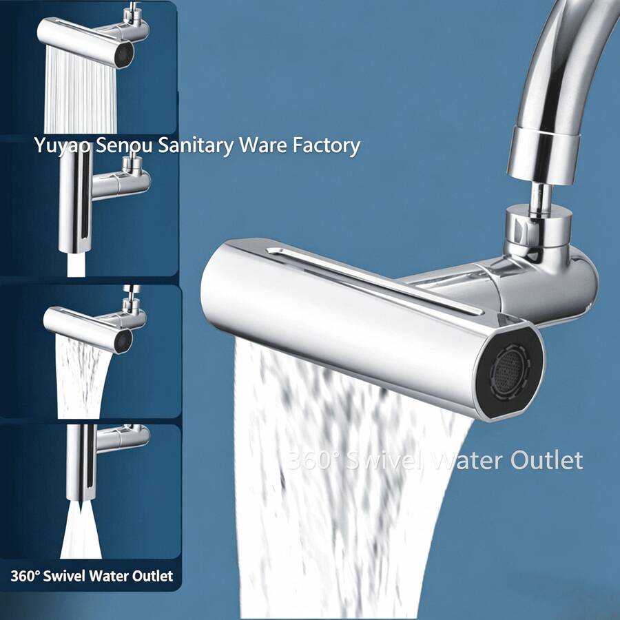 Waterfall Faucet Aerator 360° Swivel Anti-Splash Water Saving Faucet Extension Sprayer For Kitchen - Multicolor - View 1