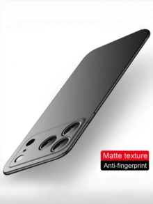 Luxury Matte Rock Sand Texture Hard PC Case, Simple Shockproof Anti-Fingerprint Ultra Thin Slim Back Cover For IPhone 11 12 13 14 15PLUS 16Pro 17 Pro Max - Black - View 2