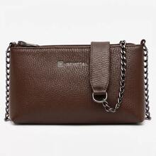 USEVITTAL Vittal Annelise Women's Clutch Bag In Genuine Leather, Black And Caramel, With Chain Strap. - 咖啡棕 - 查看 1