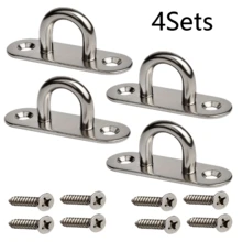 1Set/2/3/4/5/6Sets Thickened Stainless Steel Hanging Rings, Outdoor Awning Swing Fixing Hooks, Industrial Grade Load-Bearing 90 Lbs Hanging Rings, Home Hardware Hanging Ring Accessories - Silver - View 18